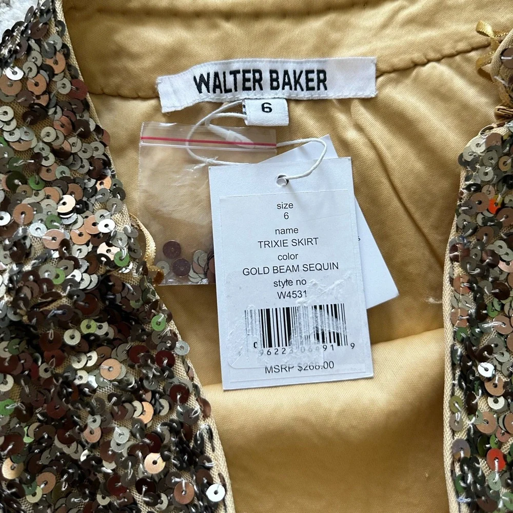 Walter Baker Trixie Skirt in Gold Beam Sequin